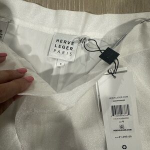 Herve Leger Flare White/Alabaster Pant Bottoms - Size 4
